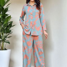 SZN Collared Neck Long Sleeves Shirt With Trousers Co-Ords-image-38