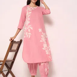 RANGMANCH BY PANTALOONS Women Floral Printed Regular Pure Cotton Kurta with Salwar-10