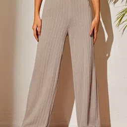 CORSICA Women Smart Relaxed Fit Self Design Wide Leg Trousers-image-53