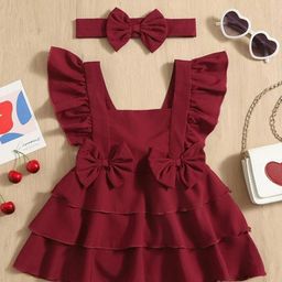 LYTIX Flared Sleeve Ruffled Fit & Flare Dress-image-80