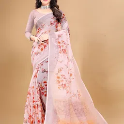Anouk Floral Linen Blend Saree-picture-37
