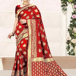 Trendmalls Woven Design Floral Banarasi Saree-image-54