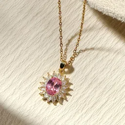 SALTY Women Blush Sutra Stone-Studded Pendant With Chain-3