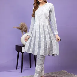 TYSORT Women Ethnic Motifs Woven Design A-Line Kurta with Trouser-picture-18