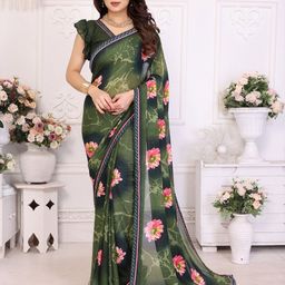 The Textile Hub Floral Printed Beads and Stones Saree-image-64