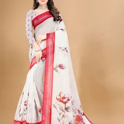 Anouk Floral Linen Blend Saree-image-76