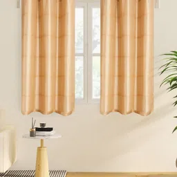 Home Centre Brown Set of 2 Striped Sheer Window Curtain-8