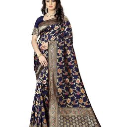 Dhyey Fashion Floral Woven Design Zari Pure Silk Banarasi Saree-image-14