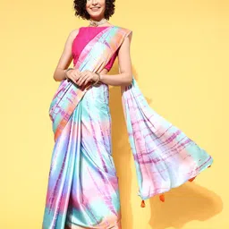 DIVASTRI Tie and Dye Satin Saree-picture-7
