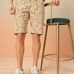 Mast & Harbour Men Geometric Printed Pure Cotton Chino Shorts-picture-31