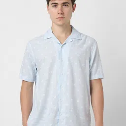 Peter England Casuals Men Cuban Collar Floral Printed Cotton Casual Shirt-image-99