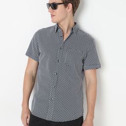 R&B Geometric Printed Spread Collar Cotton Casual Shirt-image-94