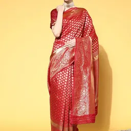 Anouk Rustic Woven Design Zari Silk Blend Dharmavaram Saree image 4