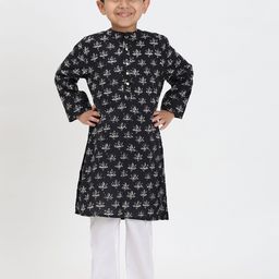 Maaesa Boys Floral Printed Regular Pure Cotton Kurta with Pyjamas-image-102