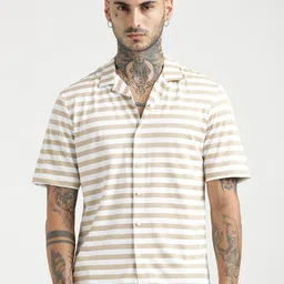 Blu MNKY Men Smart Slim Fit Horizontal Stripes Casual Shirt-picture-19