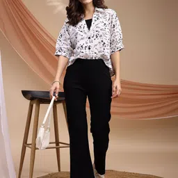 Kinjo Women Abstract Print Placement Print Shirt Style Top-picture-14