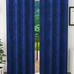Stella Creations Blue 2 Pieces Floral Printed Door Curtains-image-65