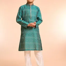 Manyavar Boys Ethnic Motifs Printed Kurta with Pyjama-image-96