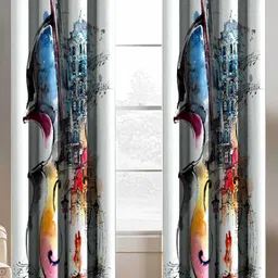 BELLA TRUE Blue & Pink 2 Pieces Abstract Door Curtains-image-53