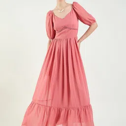 aayu Women Puff Sleeve Georgette Fit & Flare Maxi Dress-image-76