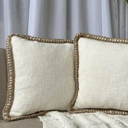 EXPORT HOUSE White & Brown Set of 2 Square Cushion Covers-1