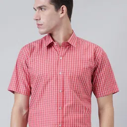 ACCOX Men Checked Spread Collar Cotton Formal Regular Fit Shirt-image-100