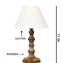 Aura Off White Wood Traditional Abstract Shaped Table Lamp-9