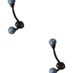 IndianShelf Grey & White 2 Pieces Printed Ceramic Wall Hooks-8