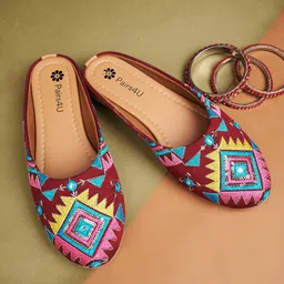 Pairs4U Women Embellished Mojaris Flats-image-77