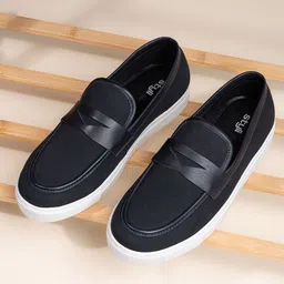 Styli Men Casual Slip On Loafers with Faux Leather Details-image-18