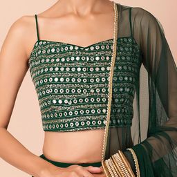 DIVASTRI Embroidered Sequinned Semi-Stitched Lehenga & Unstitched Blouse With Dupatta image 4