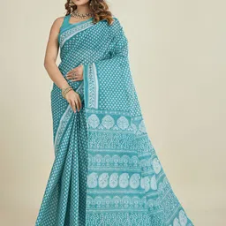 Jevi Prints Floral Printed Pure Cotton Saree-picture-4