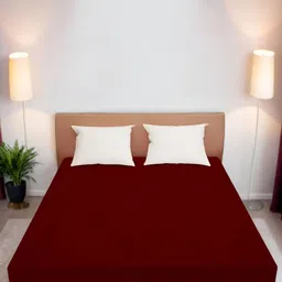 Wings Star Maroon Single Cotton Breathable Mattress Protector-picture-11
