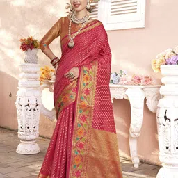 Anouk Rustic Ethnic Motifs Woven Design Zari Organza Banarasi Saree-54