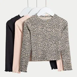 Marks & Spencer Girls Pack of 3 Animal Printed Cotton A-Line Top-picture-25