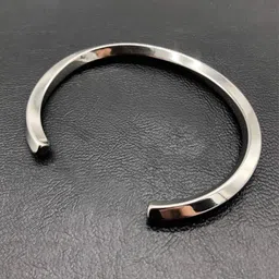 VAGHBHATT Stainless Steel Sterling Silver-Plated Kada Bracelet-image-5