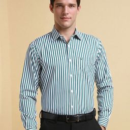 Allen Solly Men Slim Fit Spread Collar Vertical Striped Cotton Formal Shirt-image-87