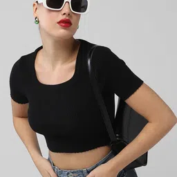SHOWOFF Women Square Neck Ribbed Top-image-85