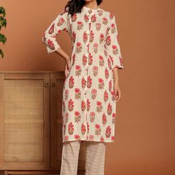 Ragavi Women Floral Printed Regular Pure Cotton Kurta with Trousers-picture-40