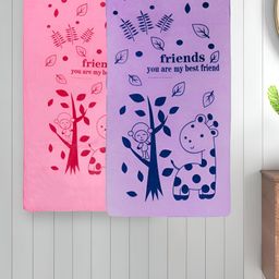 Myntra Elegant Homes Pink & Purple 2 Printed Cotton 300 GSM Bath Towel-image-86