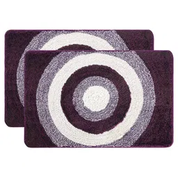 Kuber Industries Violet & Cream Coloured 2 Pieces Anti Skid Mat For Bathroom-95