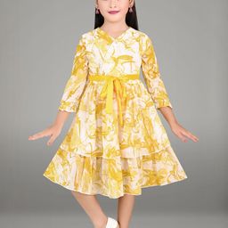 CHANDRIKA Girls Yellow Viscose Rayon Dresses-image-39
