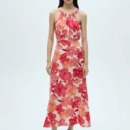MANGO Floral Print A-Line Midi Dress-image-81
