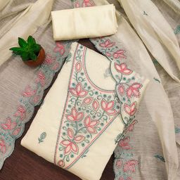 SAINOOR Embroidered Thread Work Unstitched Dress Material-image-38