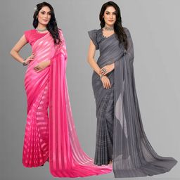 Moda Rapido Pack Of 2 Striped Satin Saree-image-65