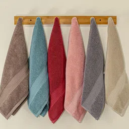 Myntra Elegant Homes 6-Pcs Brown& Red 600 GSM Pure Cotton Soft Hand Towels-2