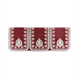Aura Red & White 6 Pieces Floral Printed 5 Seater Sofa Covers-3
