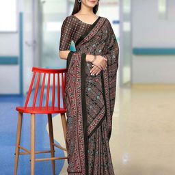 K 5 Fashion Ethnic Motifs Pure Crepe Saree-picture-12