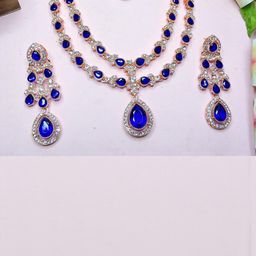 VATSALYA creation Alloy Gold- plated Blue Jewellery Set-picture-49