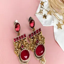 Bucciato Private Limited Gold-Plated Stones Studded Peacock Shaped Drop Earrings-23